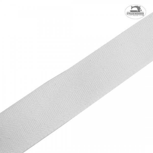 Ett vitt bomullsband i 30mm bredd