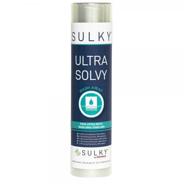 Transparent rulle av SULKY Ultra Solvy, extra kraftig vattenlöslig film för fristående spetsbroderi