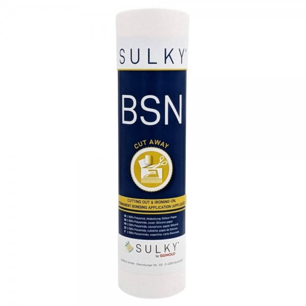 Transparent rulle av SULKY BSN permanent limfilm för professionell värmefixering av broderade tygmärken och emblem