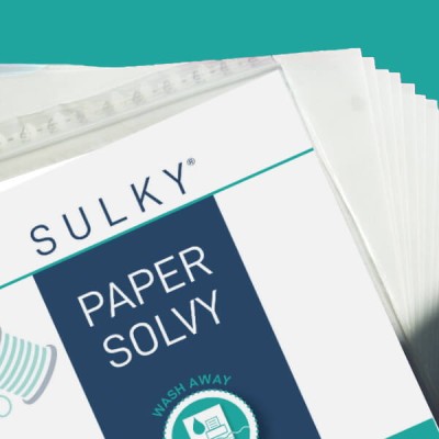 12 vita ark av SULKY Paper Solvy (21,6 x 28 cm), ett vattenlösligt och skrivarvänligt papper för mönsteröverföring