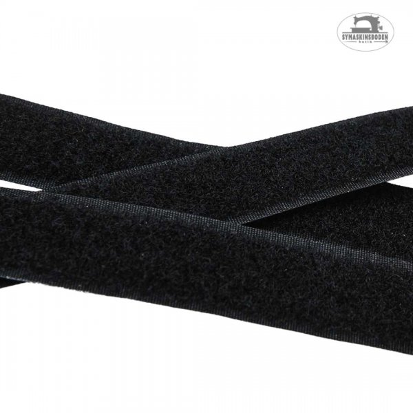 Den mjuka sidan av svart kardborreband med bredd 20mm.