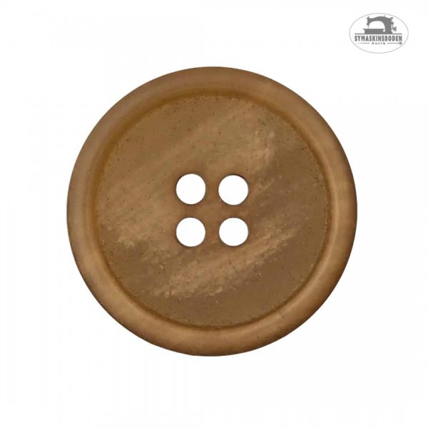 En 28mm bred knapp i fin kamel färg.