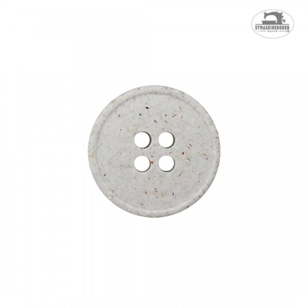 En ljusgrå liten knapp av återvunnet material.