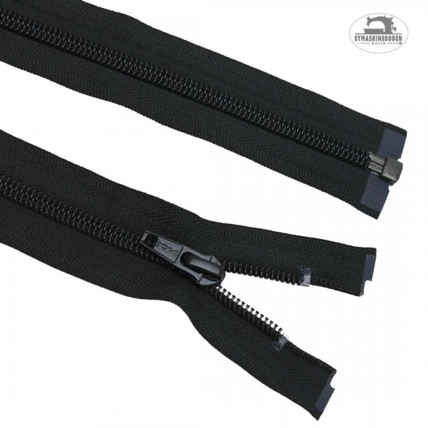 Ett blixtlås till jackor och tröjor som är svart och har längden 35cm.