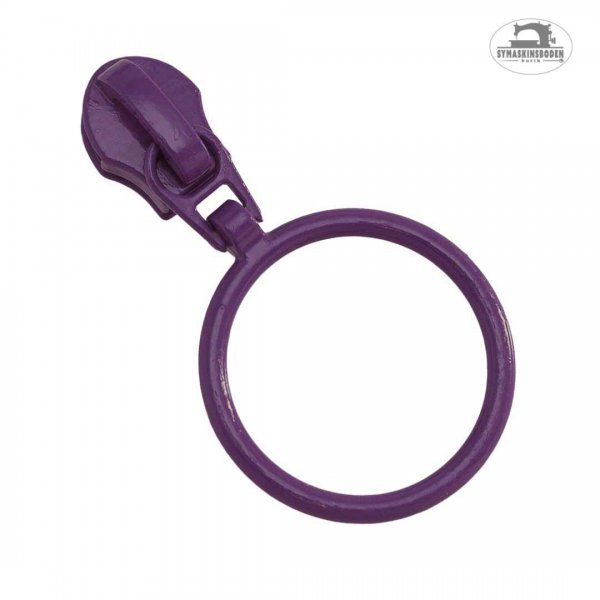 Mörklila blixtlåskläpp i storlek 3mm med en praktisk ring på.