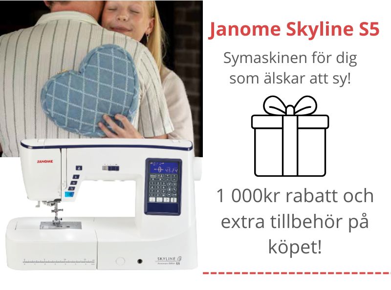 Passa på att köpa den fantastiska symaskinen Janome Skyline S5, nu med 1000kr rabatt!